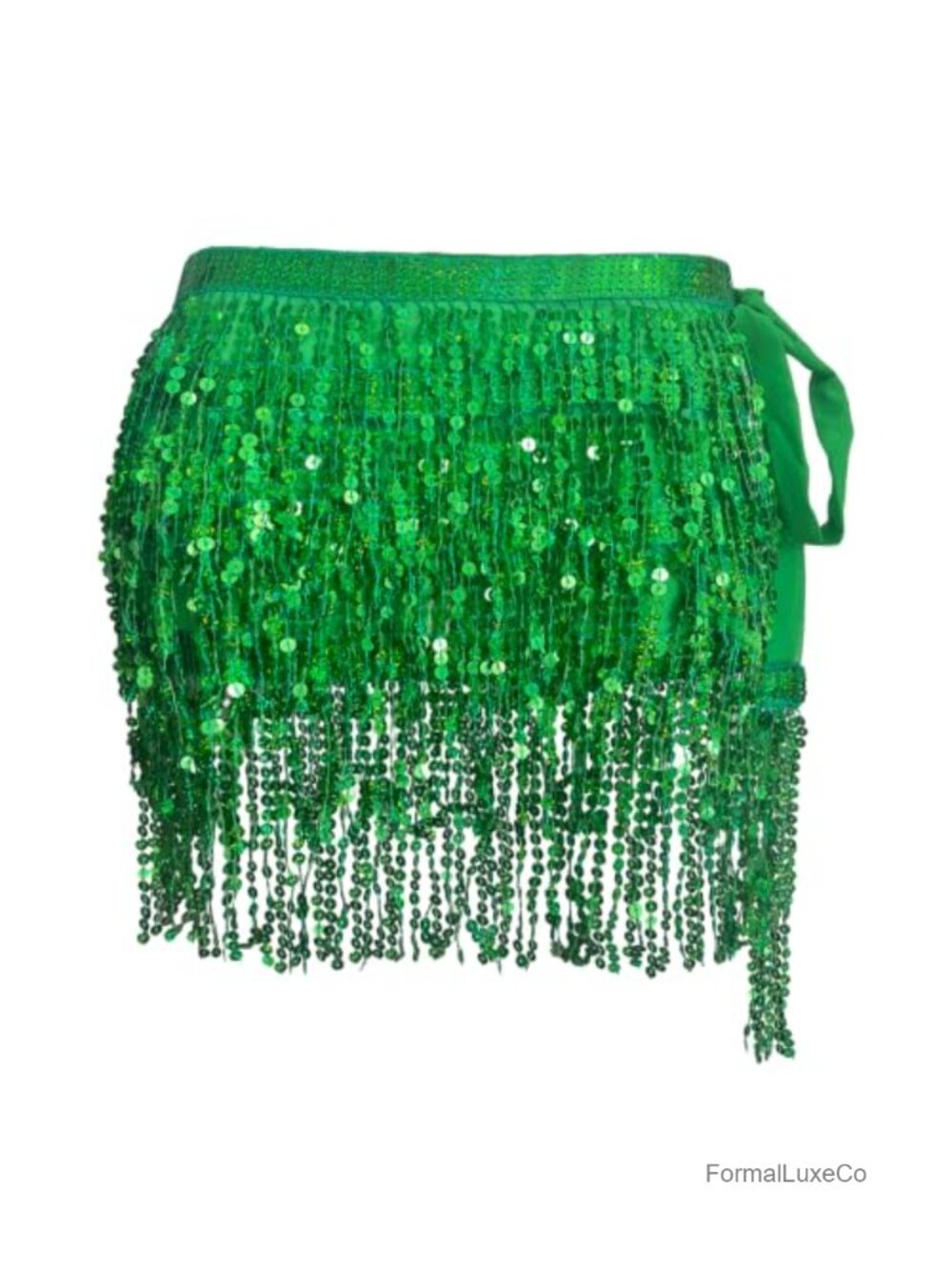 Sequin Tassel Chiffon Belly Dance Hip Scarf Skirt Adjustable Tie